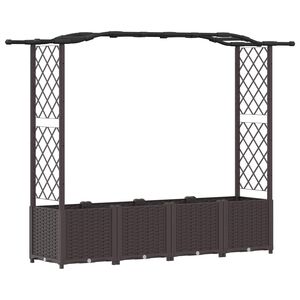 vidaXL Raised Bed with Trellis and Roof Brown 204 x 40 x 138 cm PP
