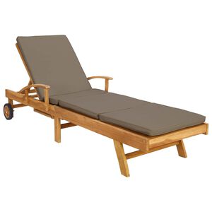 vidaXL Sun Lounger with Cushion 100% Polyester Solid-Teak