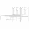 vidaXL Metal Bed Frame without Mattress with Headboard White 120x200cm
