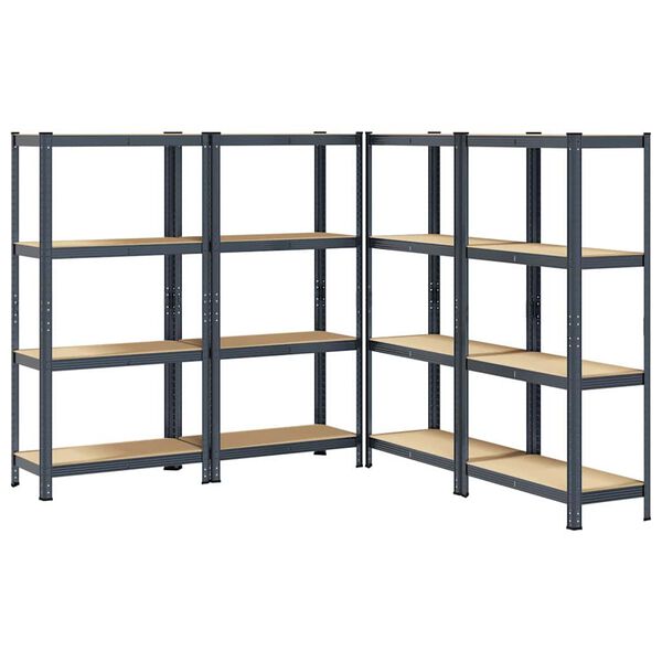 vidaXL 4-Layer Storage Shelves 4 pcs Anthracite Steel&Engineered Wood