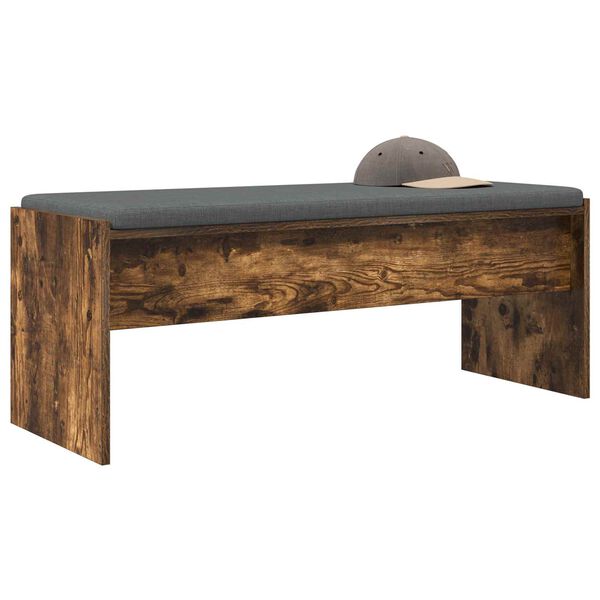 vidaXL Hall Bench with Cushion Smoked Oak 103 x 38 x 40 cm