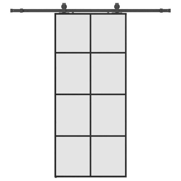 vidaXL Sliding Door with Hardware Set Black 90x205 cm ESG Glass