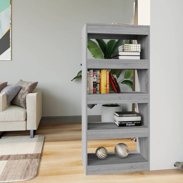vidaXL Book Cabinet/Room Divider Grey Sonoma 60x30x135 cm Engineered Wood