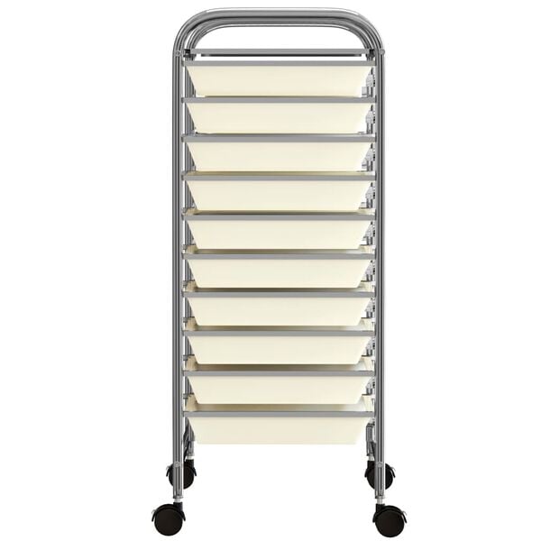 vidaXL XXL 15-Drawer Mobile Storage Trolley White Plastic