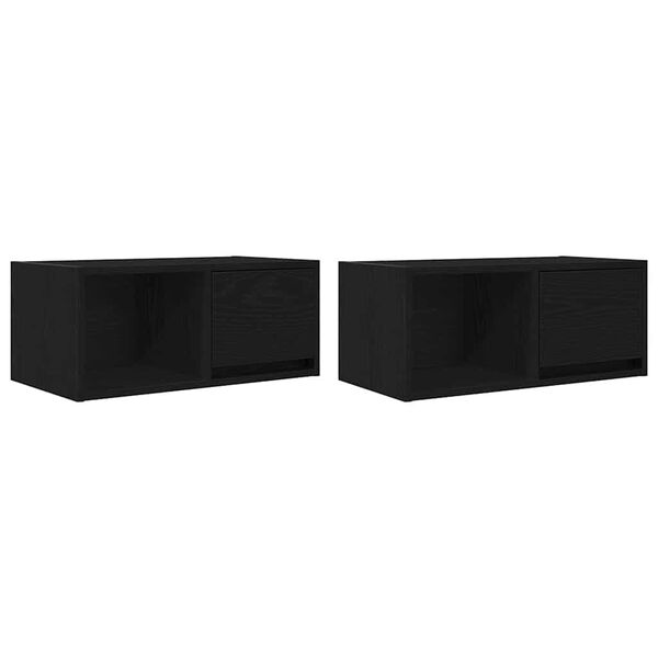 vidaXL TV Cabinets 2 pcs Black Oak 60x31x25.5 cm Engineered Wood