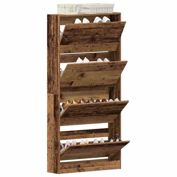 vidaXL Shoe Cabinet Old Wood 80 x 21 x 163.5 cm Engineered Wood