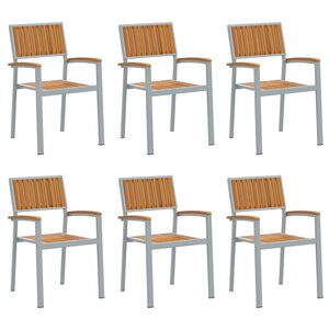 vidaXL Stacking Chair 6 pcs Brown 56 x 57 x 87 cm Solid Acacia Wood