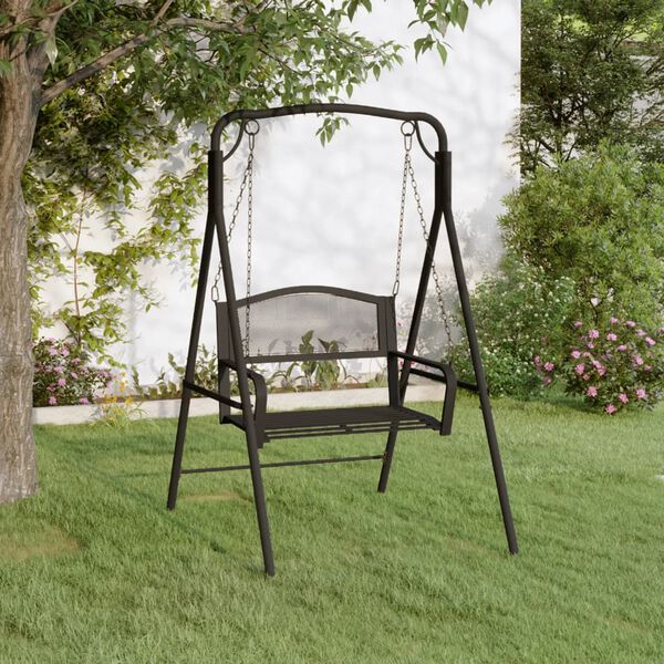 vidaXL Swing Bench 124 cm Black Steel