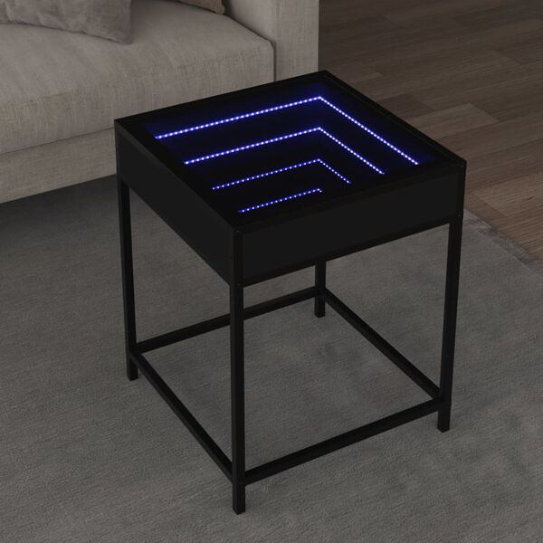 vidaXL Coffee Table with Infinity LED Black 40x40x51 cm