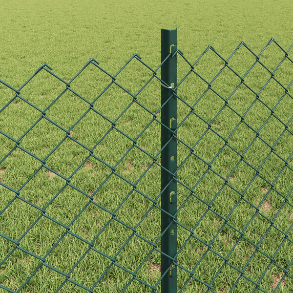 vidaXL Fence with Post Green 0.8 x 10 m Steel and PVC