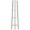 vidaXL 5-Tier Corner Shelf Light Brown and Black 45.5x31.5x180 cm