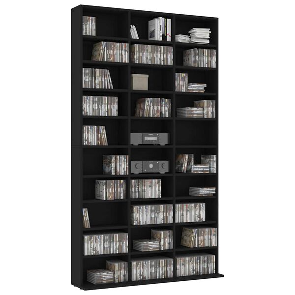 vidaXL CD Cabinet Black 102x23x177.5 cm Engineered Wood