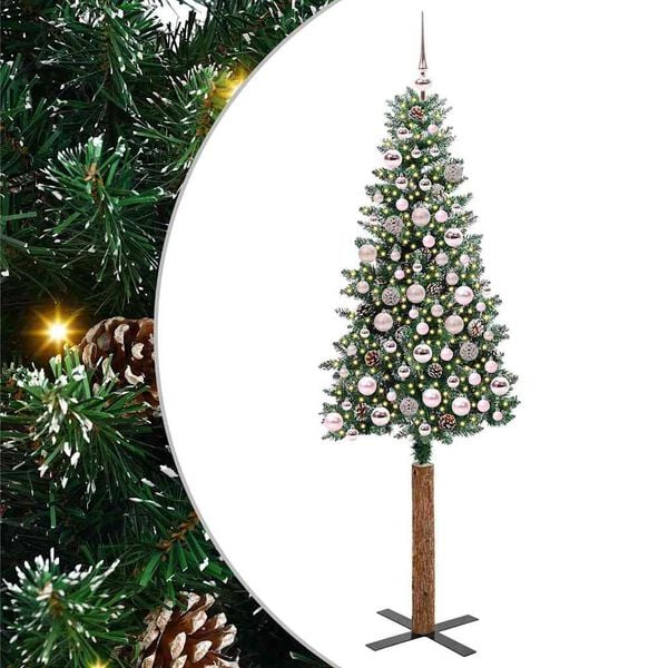 vidaXL Slim Christmas Tree with 300 LEDs Green and White 180 cm