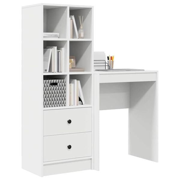 vidaXL Desk with Drawer 2 pcs White