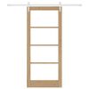 vidaXL Sliding Door Natural 86 x 198.5 cm Solid Pine Wood and Glass