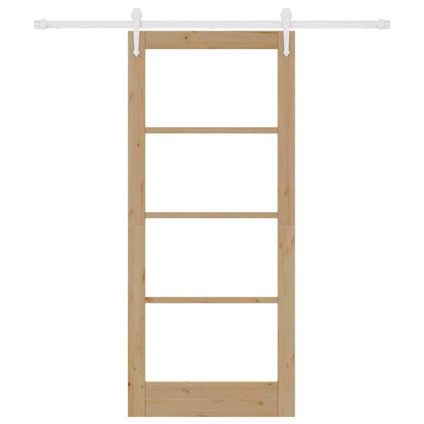 vidaXL Sliding Door Natural 86 x 198.5 cm Solid Pine Wood and Glass