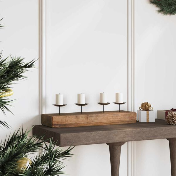 vidaXL Candle Holder Natural 50 x 15 x 10 cm Solid Teak wood