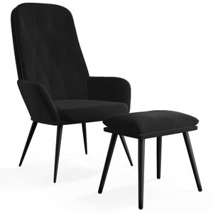vidaXL Relaxing Chair with Footstool Black Velvet