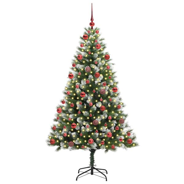 vidaXL Artificial Hinged Christmas Tree with Flocked Snow 180 cm