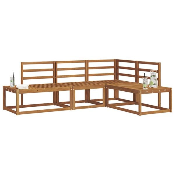 vidaXL Outdoor Sofa Set 4 Piece Natural Solid Acacia Wood