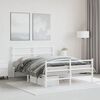 vidaXL Metal Bed Frame without Mattress with Footboard&nbsp;White 135x190cm