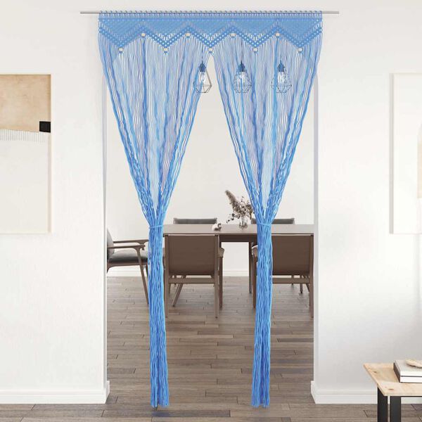 vidaXL Macrame Curtain Blue 140x240 cm Cotton