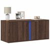 vidaXL TV Wall Cabinet with LED Lights Brown Oak 80x31x35 cm