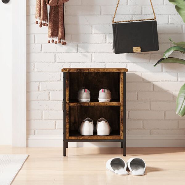 vidaXL Shoe Cabinet Smoked Oak 38x35x50 cm Engineered Wood