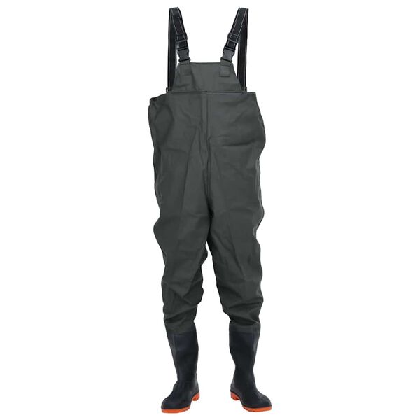 vidaXL Chest Waders with Boots Dark Green Size 45