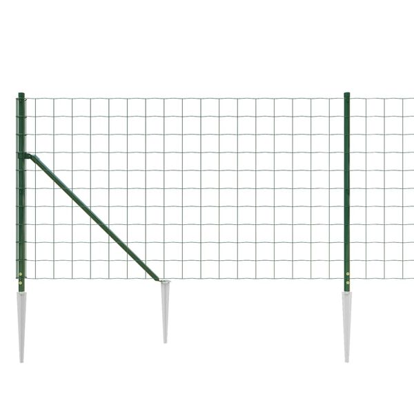 vidaXL Wire Mesh Fence with Spike Anchors Green 1x25 m