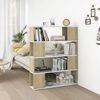 vidaXL Book Cabinet Room Divider White and Sonoma Oak 100x24x124 cm