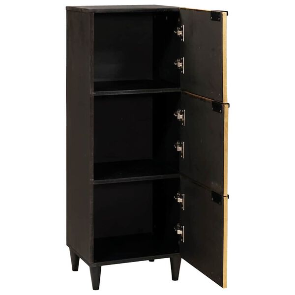 vidaXL Side Cabinet Black and Gold 40 x 33.5 x 110 cm Solid Mango Wood