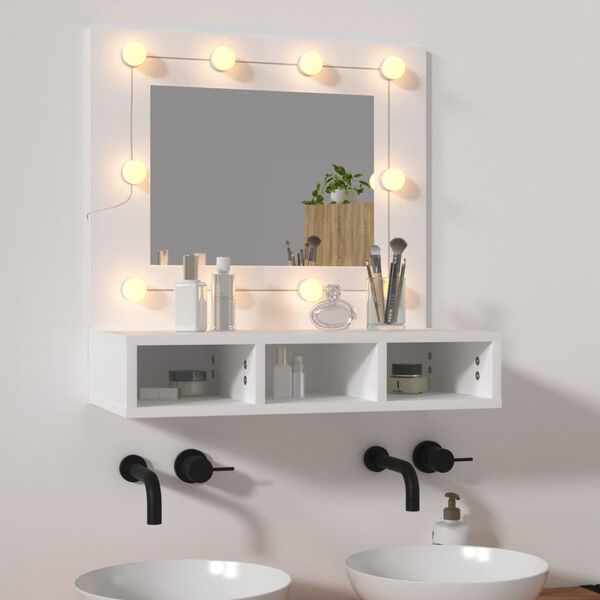 vidaXL Mirror Cabinet with LED White 60x31.5x62 cm