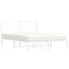 vidaXL Metal Bed Frame without Mattress with Headboard White 140x200cm
