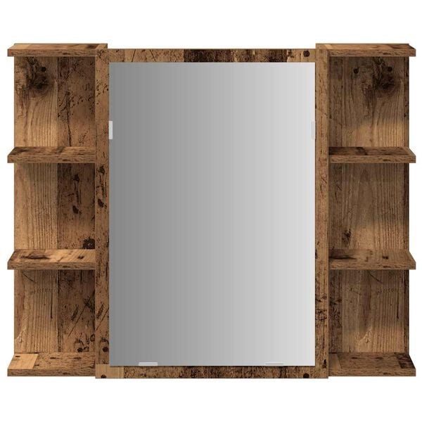 vidaXL Bathroom Mirror Cabinet Old Wood 80x20.5x64 cm Engineered Wood