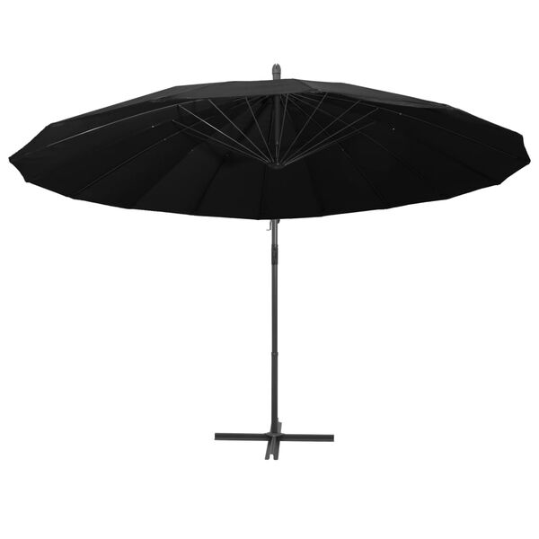 vidaXL Hanging Garden Parasol Black 3 m Aluminium Pole