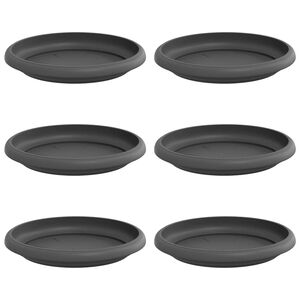 vidaXL Round Flower Tray 6 pcs Black &Oslash; 14 x 2 cm Plastic