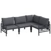 vidaXL Garden Sofa Set 4 pcs Black Steel