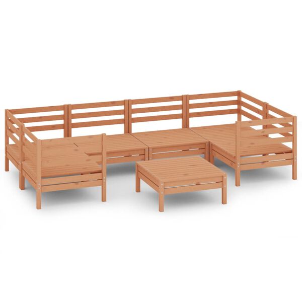 vidaXL 7 Piece Garden Lounge Set Honey Brown Solid Wood Pine