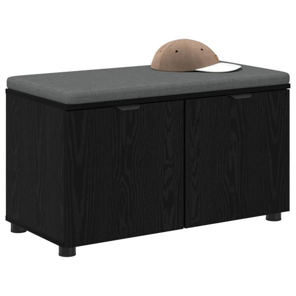 vidaXL Hall Bench with Cushion with Storage Black Oak 80 x 46 x 46 cm