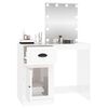 vidaXL Dressing Table with LED High Gloss White 90x50x132.5 cm Engineered Wood