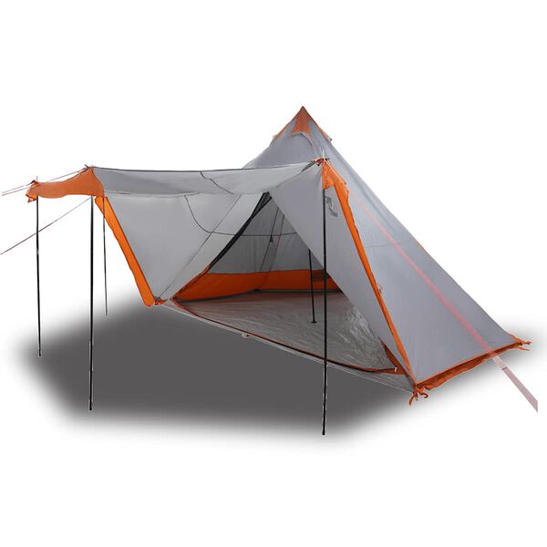 vidaXL Family Tent Tipi 8-Person Grey and Orange Waterproof
