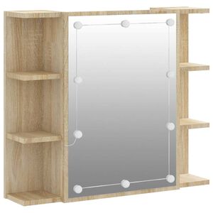 vidaXL Mirror Cabinet with LED Sonoma Oak 70x16.5x60 cm