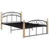 vidaXL Bed Frame without Mattress Black Metal&Solid Oak Wood 120x200 cm