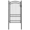 vidaXL Fence Gate with Arched Top Steel 100x123.5 cm Black