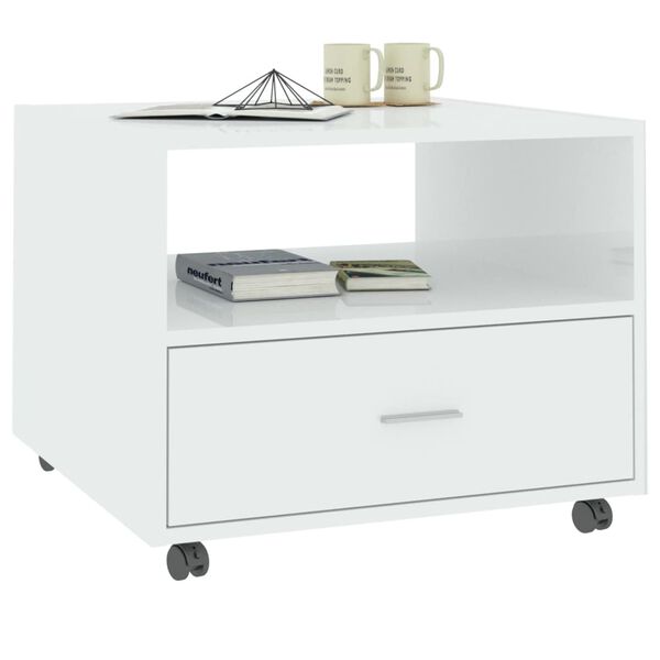 vidaXL Coffee Table High Gloss White 55x55x40 cm Engineered Wood