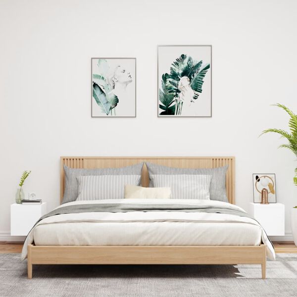 vidaXL TV Wall Cabinets with LED Lights 2 pcs White 30.5x35x30 cm