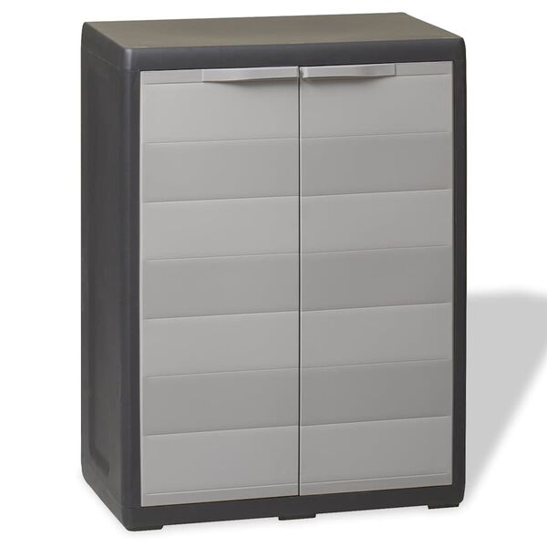 vidaXL Garden Storage Cabinet with 1 Shelf Black and Grey