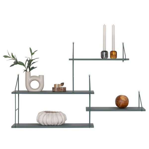 House Nordic Shelf Tess Wood and Steel Green