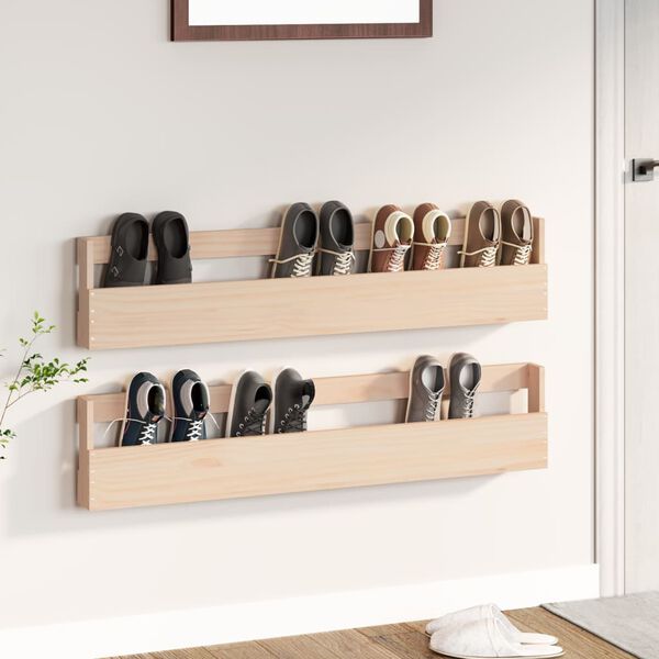 vidaXL Wall-mounted Shoe Racks pcs 110x9x23 cm Solid Wood Pine